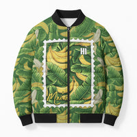 Aloha Hawaii Maia Bomber Puffer Jacket Hawaiian Banana Stylized Stamp LT14 Unisex Green - Polynesian Pride
