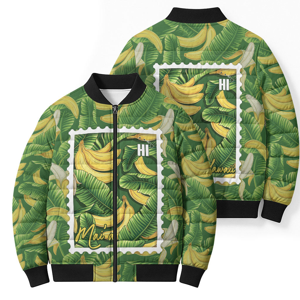 Aloha Hawaii Maia Bomber Puffer Jacket Hawaiian Banana Stylized Stamp LT14 - Polynesian Pride
