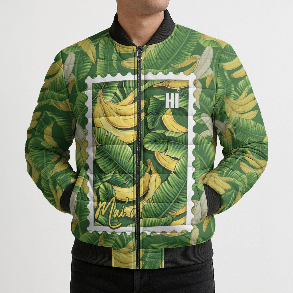 Aloha Hawaii Maia Bomber Puffer Jacket Hawaiian Banana Stylized Stamp LT14 - Polynesian Pride