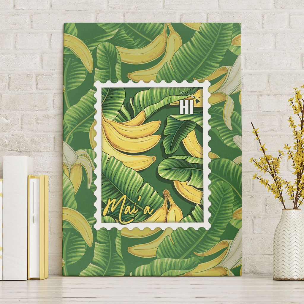 Aloha Hawaii Maia Canvas Wall Art Hawaiian Banana Stylized Stamp