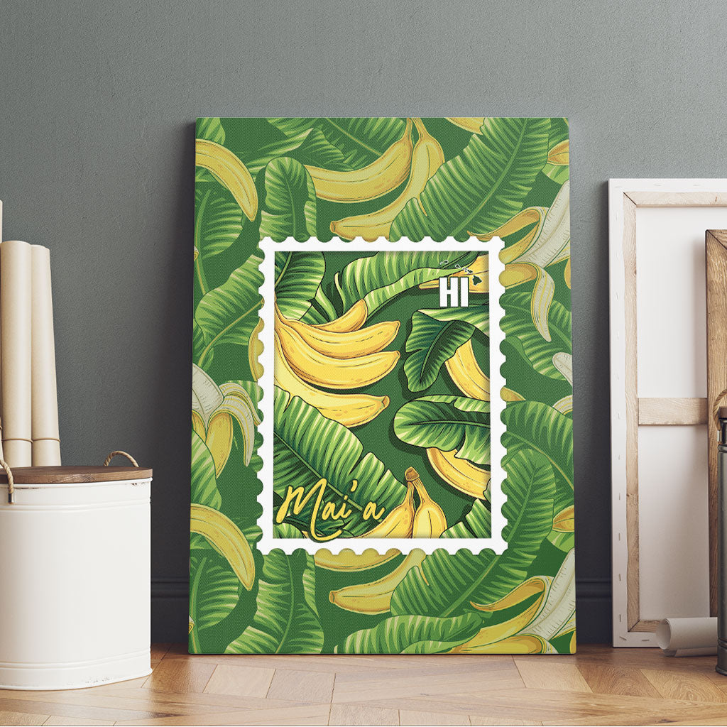 Aloha Hawaii Maia Canvas Wall Art Hawaiian Banana Stylized Stamp LT14 - Polynesian Pride