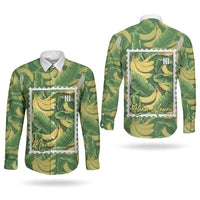 Aloha Hawaii Maia Couples Matching Long Sleeve Bodycon Dress and Long Sleeve Button Shirt Hawaiian Banana Stylized Stamp LT14 - Polynesian Pride