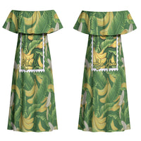 Aloha Hawaii Maia Couples Matching Off Shoulder Maxi Dress and Hawaiian Shirt Hawaiian Banana Stylized Stamp LT14 - Polynesian Pride