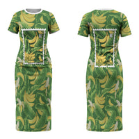 Aloha Hawaii Maia Couples Matching Short Sleeve Bodycon Dress and Long Sleeve Button Shirt Hawaiian Banana Stylized Stamp LT14 - Polynesian Pride