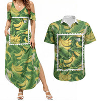 Aloha Hawaii Maia Couples Matching Summer Maxi Dress and Hawaiian Shirt Hawaiian Banana Stylized Stamp LT14 Green - Polynesian Pride