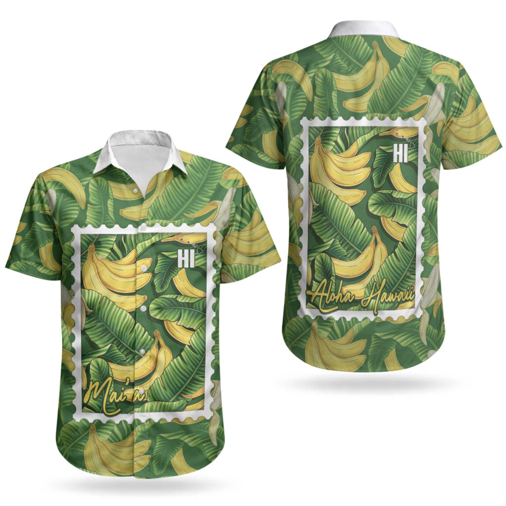 Aloha Hawaii Maia Couples Matching Summer Maxi Dress and Hawaiian Shirt Hawaiian Banana Stylized Stamp LT14 - Polynesian Pride