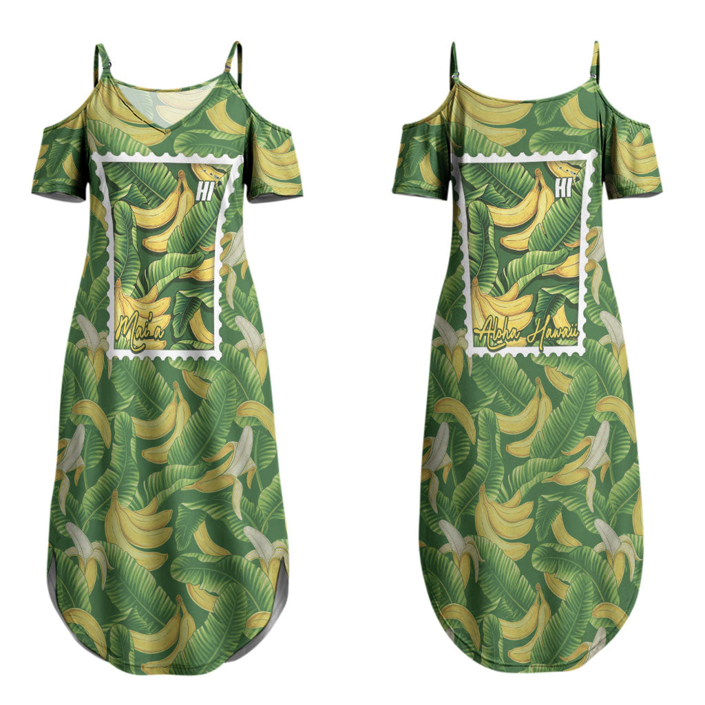 Aloha Hawaii Maia Couples Matching Summer Maxi Dress and Hawaiian Shirt Hawaiian Banana Stylized Stamp LT14 - Polynesian Pride