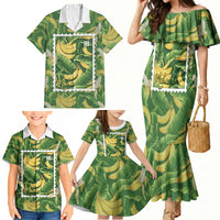 Aloha Hawaii Maia Family Matching Mermaid Dress and Hawaiian Shirt Hawaiian Banana Stylized Stamp LT14 - Polynesian Pride