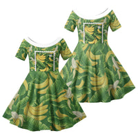 Aloha Hawaii Maia Family Matching Tank Maxi Dress and Hawaiian Shirt Hawaiian Banana Stylized Stamp LT14 Daughter's Dress Green - Polynesian Pride