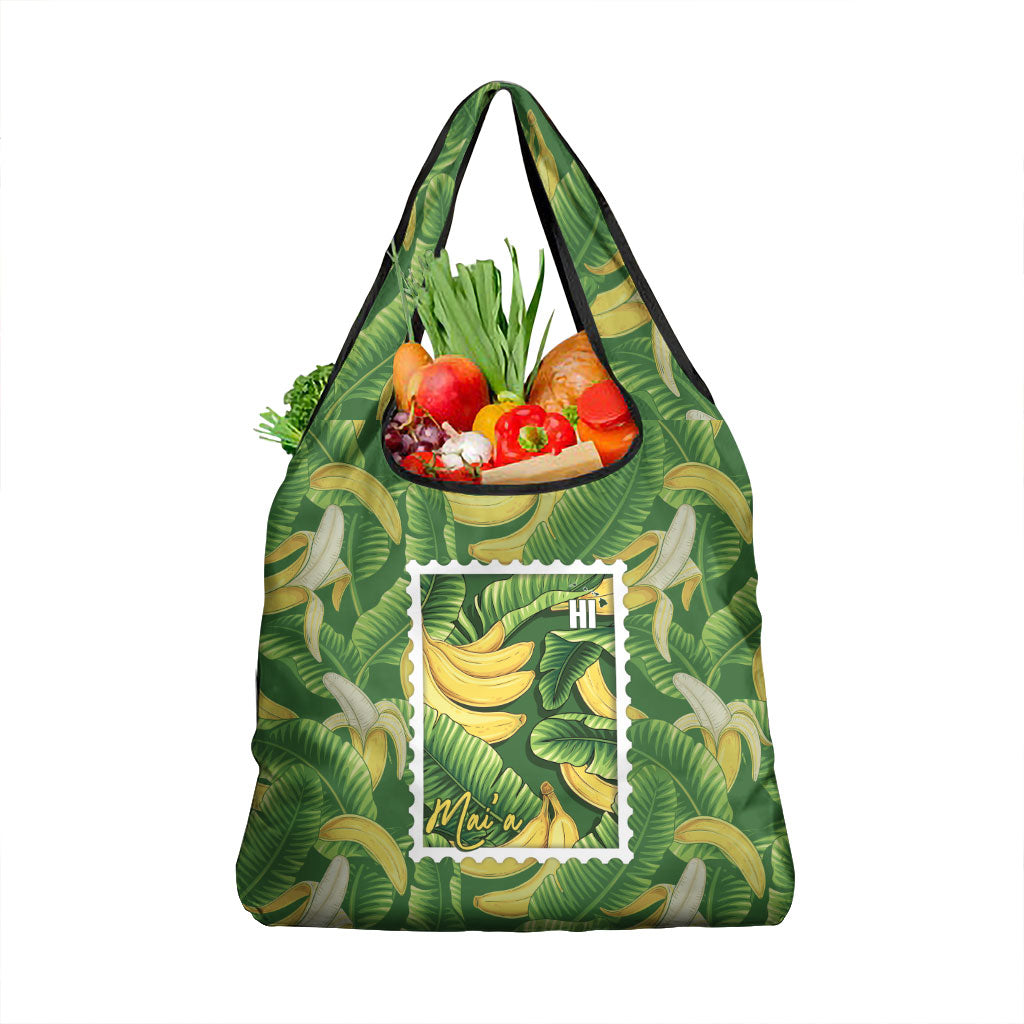 Aloha Hawaii Maia Grocery Bag Hawaiian Banana Stylized Stamp LT14 1-pack One Size Green - Polynesian Pride