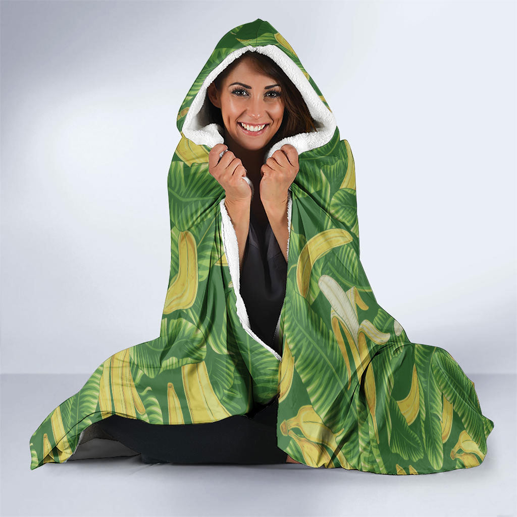 Aloha Hawaii Maia Hooded Blanket Hawaiian Banana Stylized Stamp LT14 - Polynesian Pride