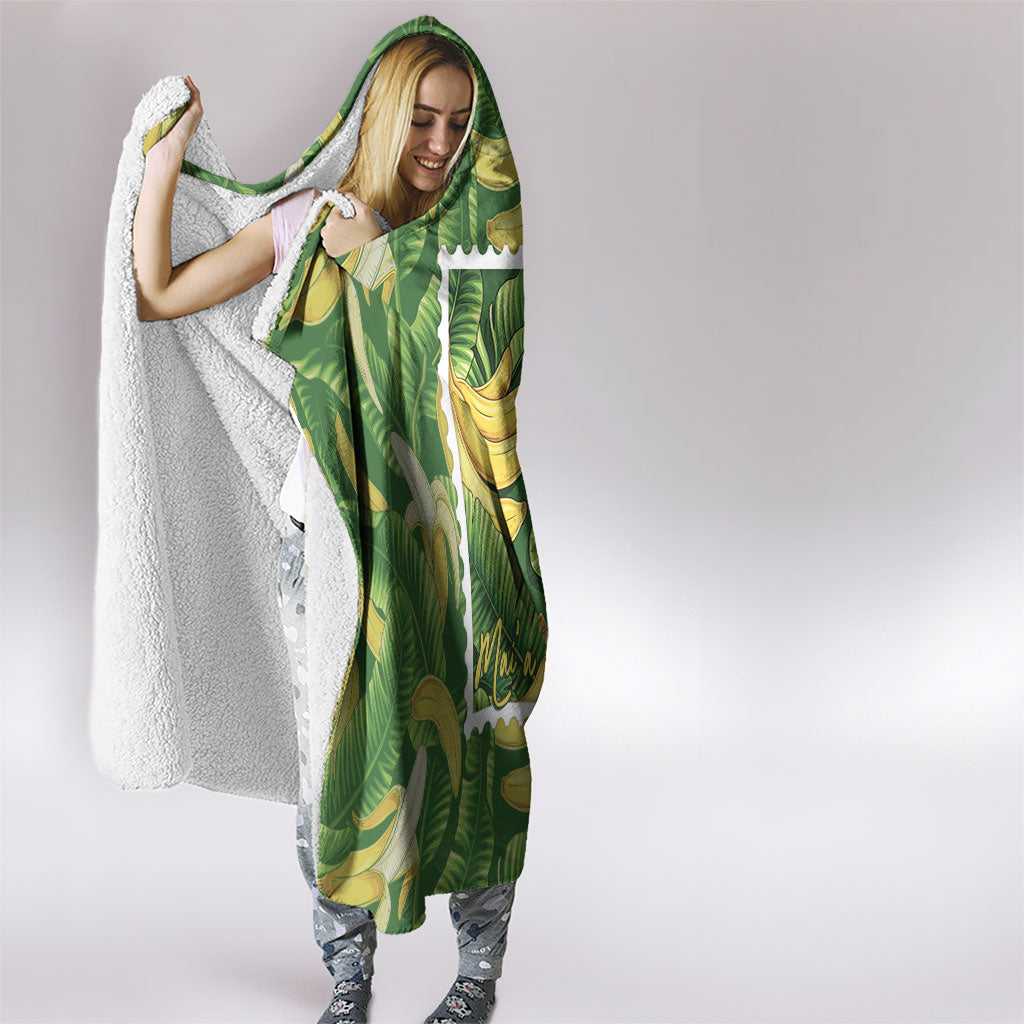 Aloha Hawaii Maia Hooded Blanket Hawaiian Banana Stylized Stamp LT14 - Polynesian Pride