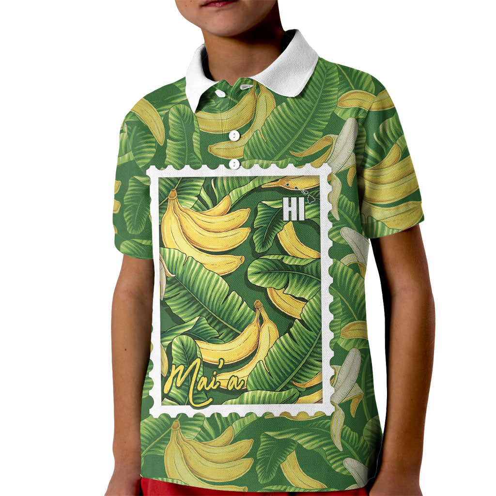 Aloha Hawaii Maia Kid Polo Shirt Hawaiian Banana Stylized Stamp LT14 Kid Green - Polynesian Pride