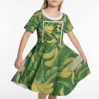 Aloha Hawaii Maia Kid Short Sleeve Dress Hawaiian Banana Stylized Stamp LT14 - Polynesian Pride