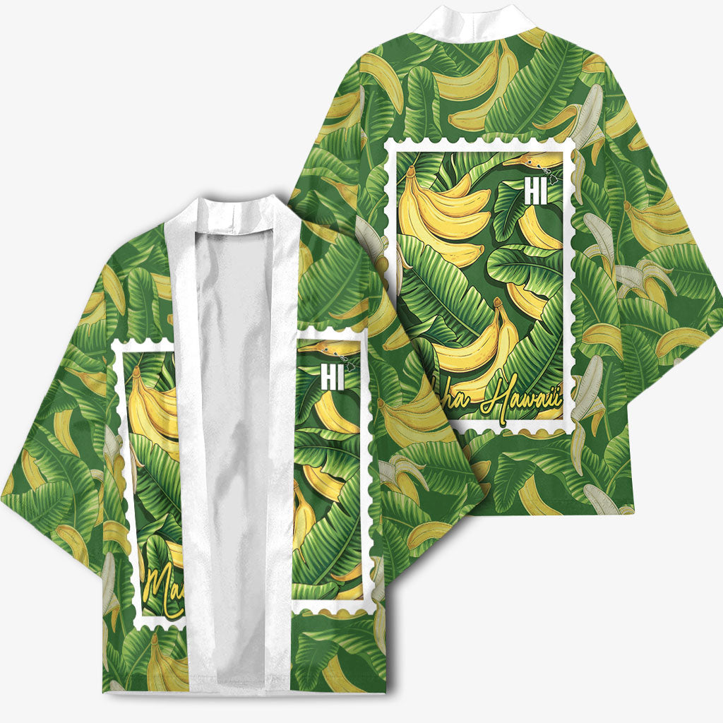 Aloha Hawaii Maia Kimono Hawaiian Banana Stylized Stamp LT14 - Polynesian Pride