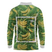 Aloha Hawaii Maia Long Sleeve Polo Shirt Hawaiian Banana Stylized Stamp LT14 - Polynesian Pride