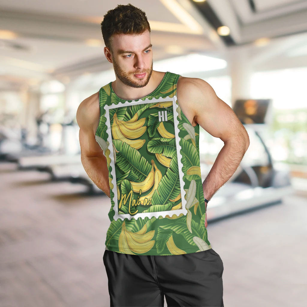 Aloha Hawaii Maia Men Tank Top Hawaiian Banana Stylized Stamp LT14 Green - Polynesian Pride