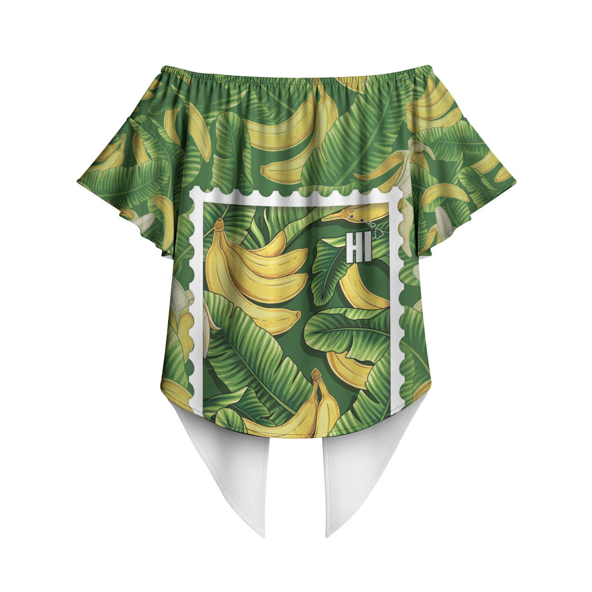 Aloha Hawaii Maia Off Shoulder Wrap Waist Top Hawaiian Banana Stylized Stamp LT14 - Polynesian Pride