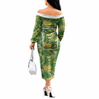 Aloha Hawaii Maia Off The Shoulder Long Sleeve Dress Hawaiian Banana Stylized Stamp LT14 - Polynesian Pride