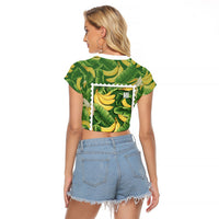 Aloha Hawaii Maia Raglan Cropped T Shirt Hawaiian Banana Stylized Stamp LT14 - Polynesian Pride