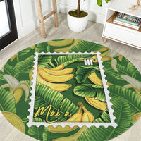Aloha Hawaii Maia Round Carpet Hawaiian Banana Stylized Stamp LT14 Green - Polynesian Pride