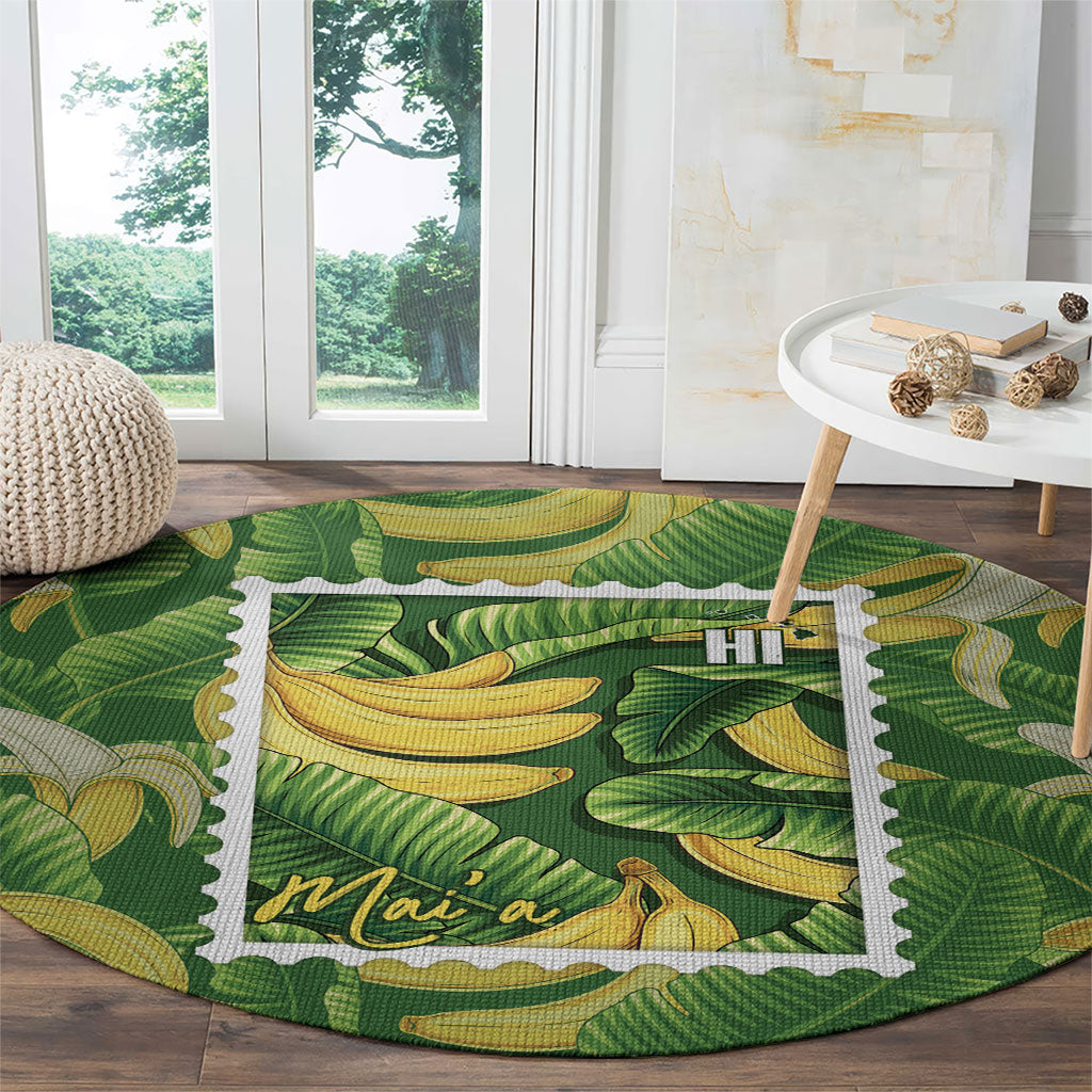 Aloha Hawaii Maia Round Carpet Hawaiian Banana Stylized Stamp LT14 - Polynesian Pride