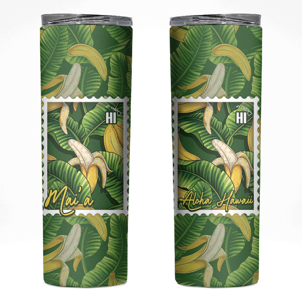 Aloha Hawaii Maia Skinny Tumbler Hawaiian Banana Stylized Stamp LT14 Green - Polynesian Pride