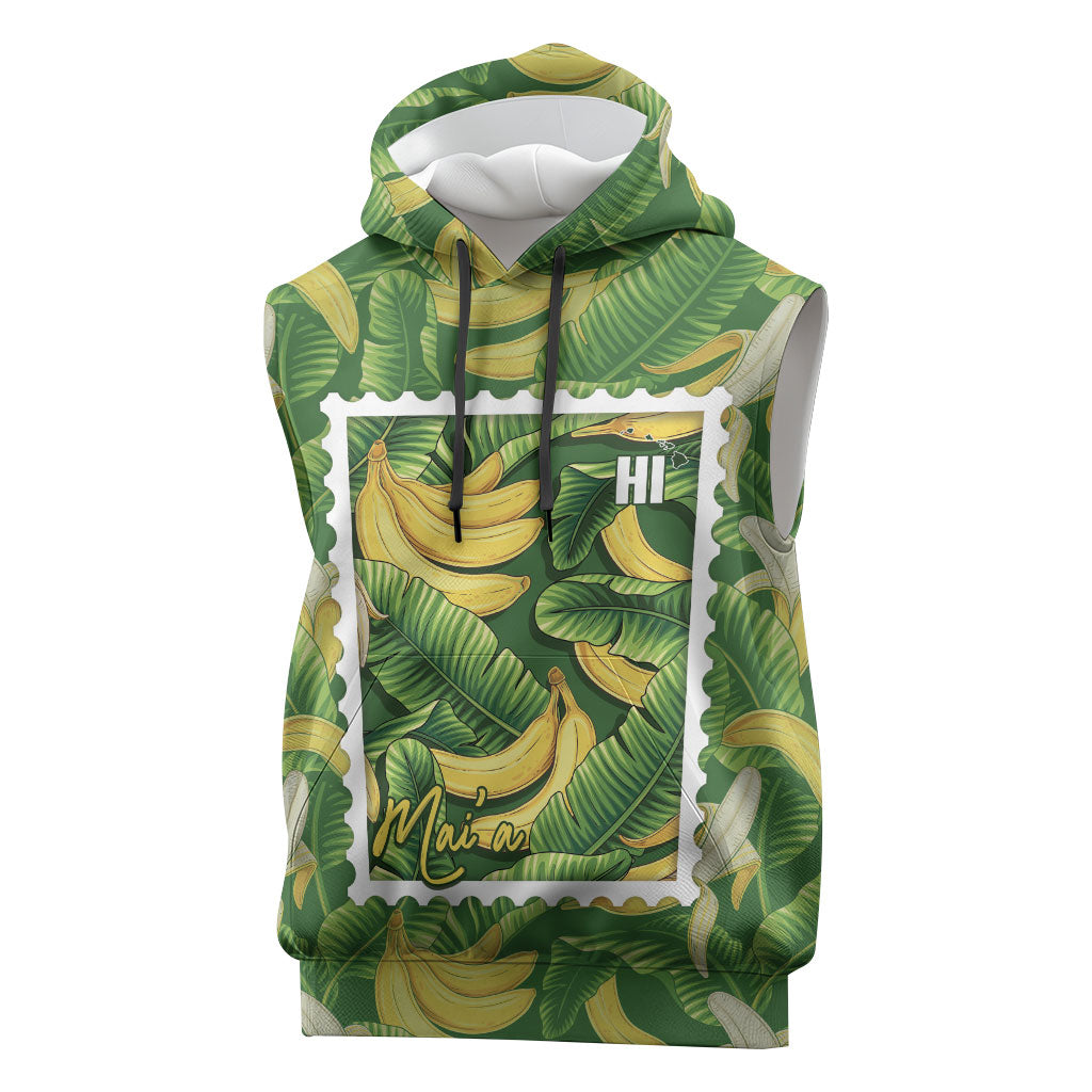 Aloha Hawaii Maia Sleeveless Hoodie Hawaiian Banana Stylized Stamp