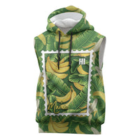 Aloha Hawaii Maia Sleeveless Hoodie Hawaiian Banana Stylized Stamp LT14 Green - Polynesian Pride