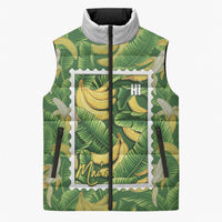 Aloha Hawaii Maia Sleeveless Puffer Jacket Hawaiian Banana Stylized Stamp LT14 Unisex Green - Polynesian Pride
