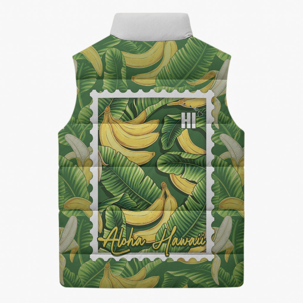 Aloha Hawaii Maia Sleeveless Puffer Jacket Hawaiian Banana Stylized Stamp LT14 - Polynesian Pride