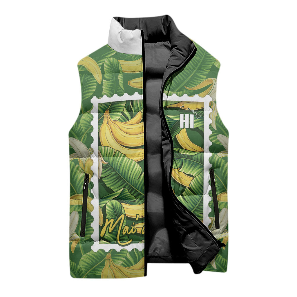 Aloha Hawaii Maia Sleeveless Puffer Jacket Hawaiian Banana Stylized Stamp LT14 - Polynesian Pride