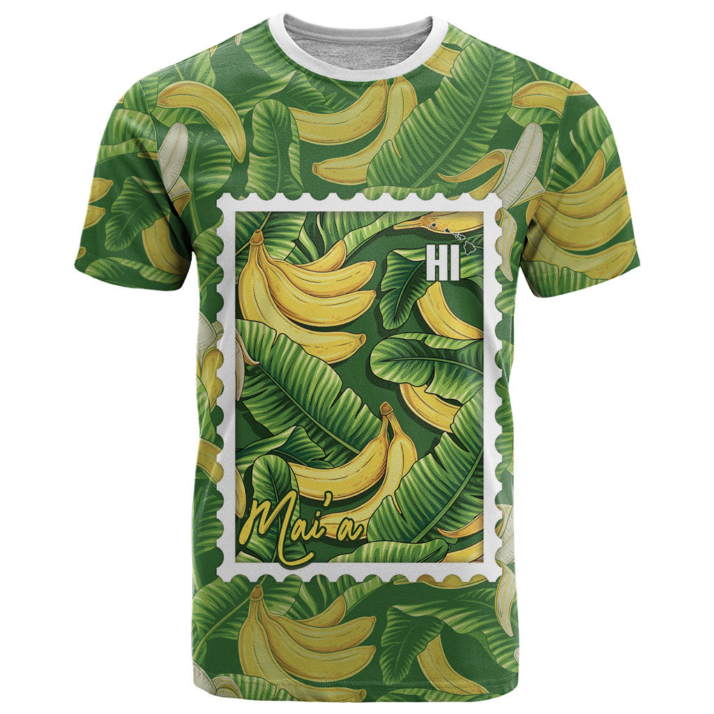 Aloha Hawaii Maia T Shirt Hawaiian Banana Stylized Stamp LT14 Green - Polynesian Pride