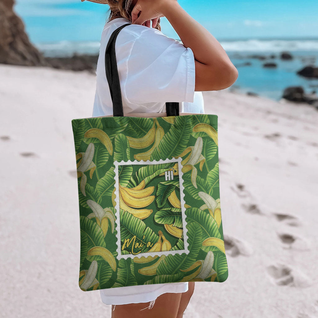 Aloha Hawaii Maia Tote Bag Hawaiian Banana Stylized Stamp LT14 - Polynesian Pride