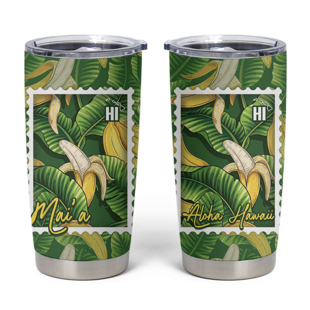 Aloha Hawaii Maia Tumbler Cup Hawaiian Banana Stylized Stamp LT14 Green - Polynesian Pride