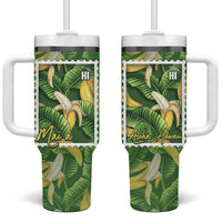 Aloha Hawaii Maia Tumbler With Handle Hawaiian Banana Stylized Stamp LT14 One Size: 40 oz Green - Polynesian Pride