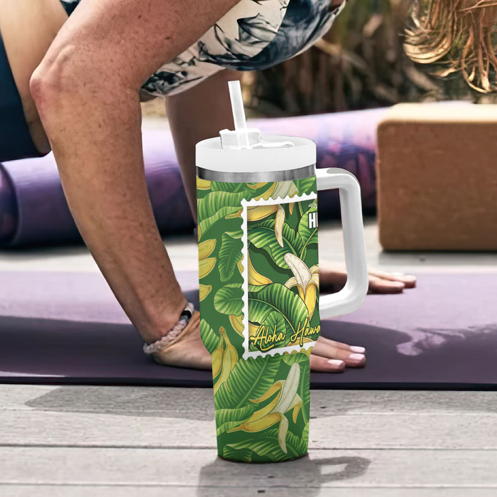 Aloha Hawaii Maia Tumbler With Handle Hawaiian Banana Stylized Stamp LT14 - Polynesian Pride