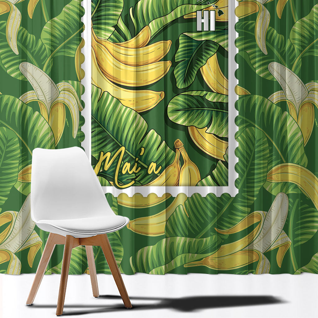 Aloha Hawaii Maia Window Curtain Hawaiian Banana Stylized Stamp LT14 - Polynesian Pride