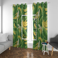 Aloha Hawaii Maia Window Curtain Hawaiian Banana Stylized Stamp LT14 With Grommets Green - Polynesian Pride
