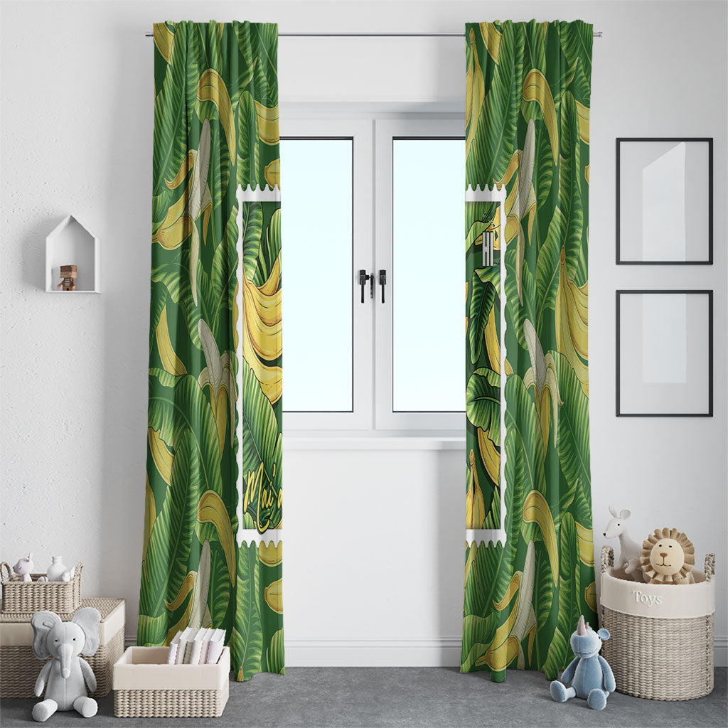 Aloha Hawaii Maia Window Curtain Hawaiian Banana Stylized Stamp LT14 - Polynesian Pride