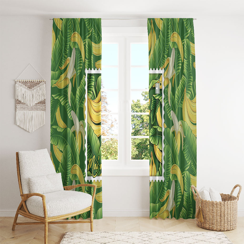 Aloha Hawaii Maia Window Curtain Hawaiian Banana Stylized Stamp LT14 - Polynesian Pride