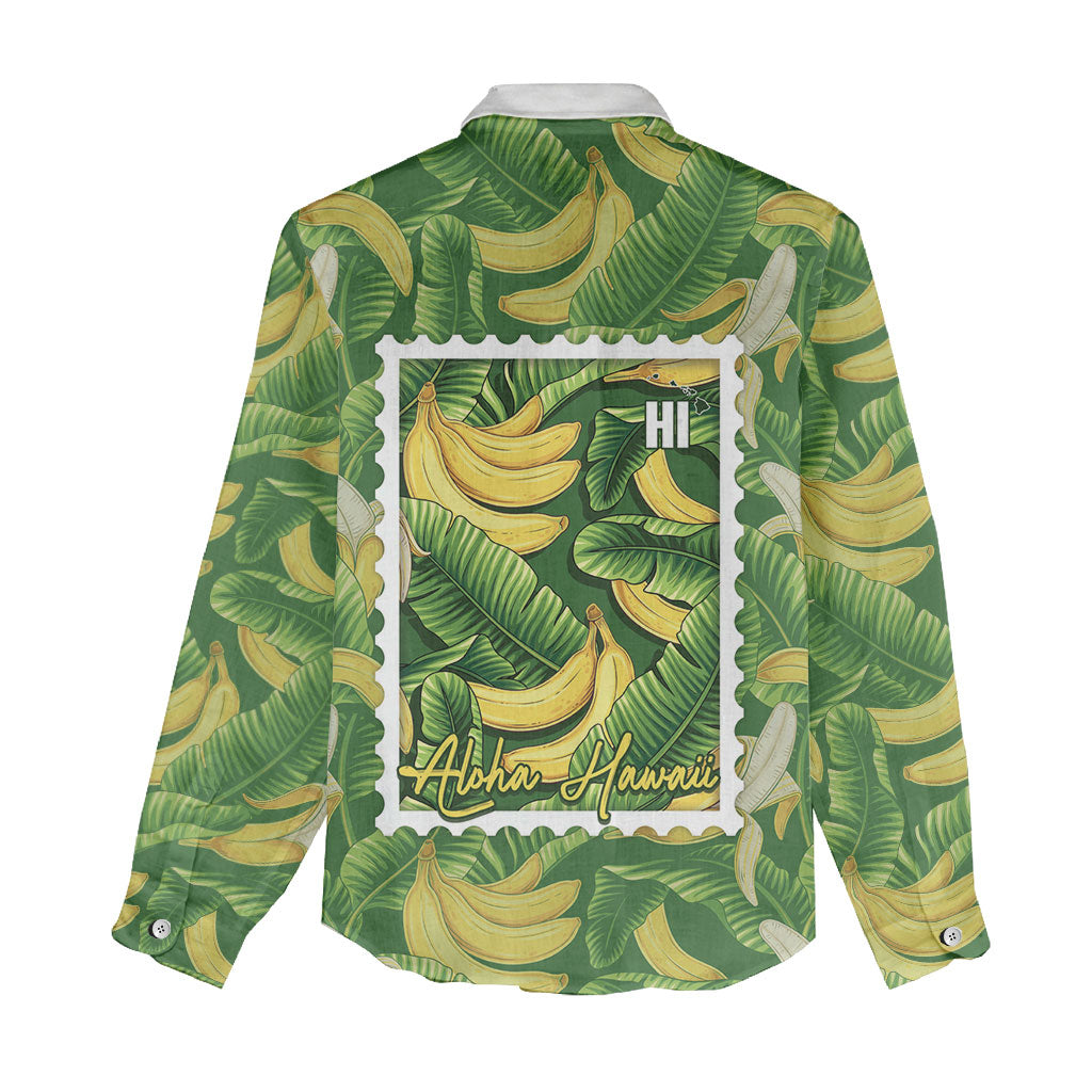 Aloha Hawaii Maia Women Casual Shirt Hawaiian Banana Stylized Stamp LT14 - Polynesian Pride