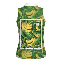 Aloha Hawaii Maia Women Sleeveless Polo Shirt Hawaiian Banana Stylized Stamp LT14 - Polynesian Pride