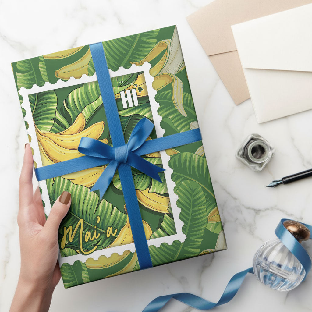 Aloha Hawaii Maia Wrapping Paper Hawaiian Banana Stylized Stamp LT14 - Polynesian Pride