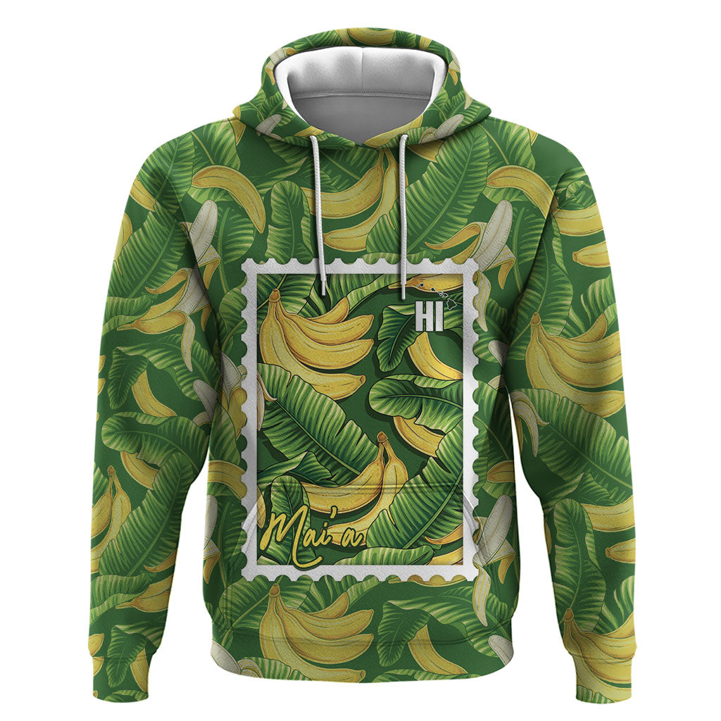 Aloha Hawaii Maia Zip Hoodie Hawaiian Banana Stylized Stamp LT14 Pullover Hoodie Green - Polynesian Pride