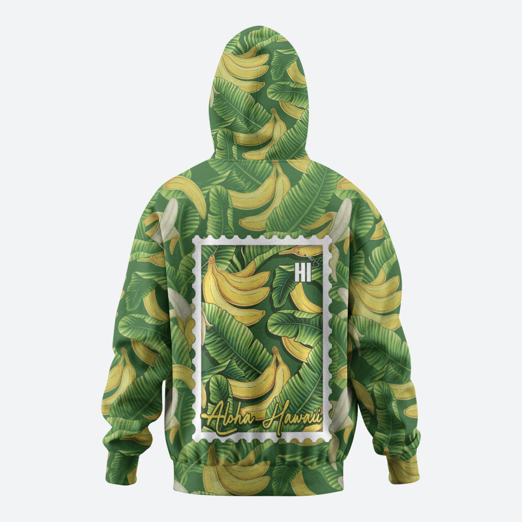 Aloha Hawaii Maia Zip Hoodie Hawaiian Banana Stylized Stamp LT14 - Polynesian Pride