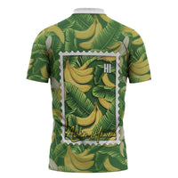 Aloha Hawaii Maia Zipper Polo Shirt Hawaiian Banana Stylized Stamp LT14 - Polynesian Pride
