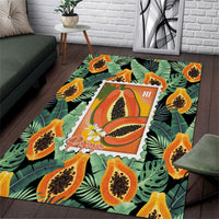 Aloha Hawaii Mikana Area Rug Hawaiian Papaya Stylized Stamp LT14 Green - Polynesian Pride