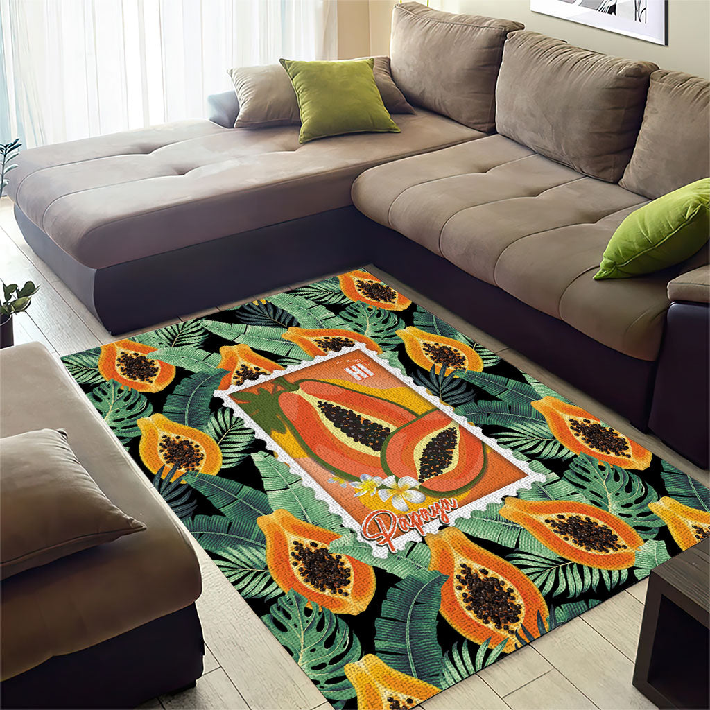 Aloha Hawaii Mikana Area Rug Hawaiian Papaya Stylized Stamp LT14 - Polynesian Pride