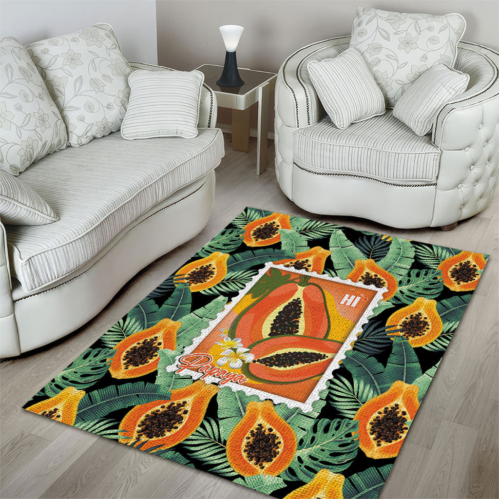 Aloha Hawaii Mikana Area Rug Hawaiian Papaya Stylized Stamp LT14 - Polynesian Pride